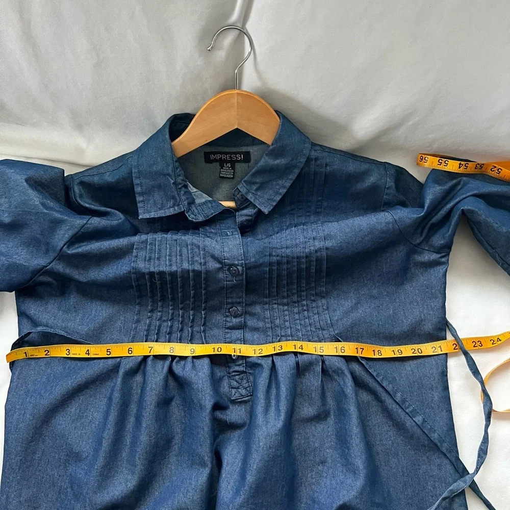 imPRESS Indigo Cotton Pleated Shirt - Picture 3 of 11